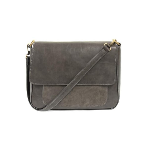 l8094-10.jpg Gray Lexie Convertible Shoulder Bag Faux Suede Trim